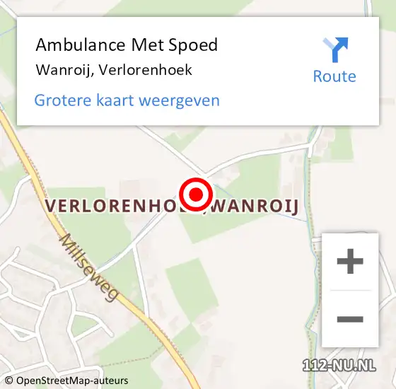 Locatie op kaart van de 112 melding: Ambulance Met Spoed Naar Wanroij, Verlorenhoek op 23 december 2017 11:07