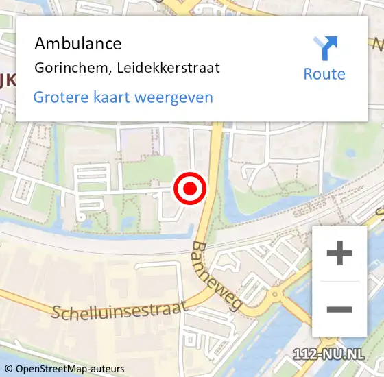 Locatie op kaart van de 112 melding: Ambulance Gorinchem, Leidekkerstraat op 23 december 2017 11:32