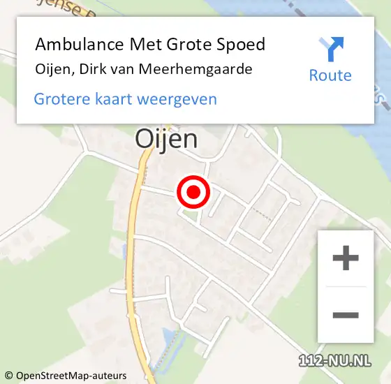 Locatie op kaart van de 112 melding: Ambulance Met Grote Spoed Naar Oijen, Dirk van Meerhemgaarde op 23 december 2017 12:45