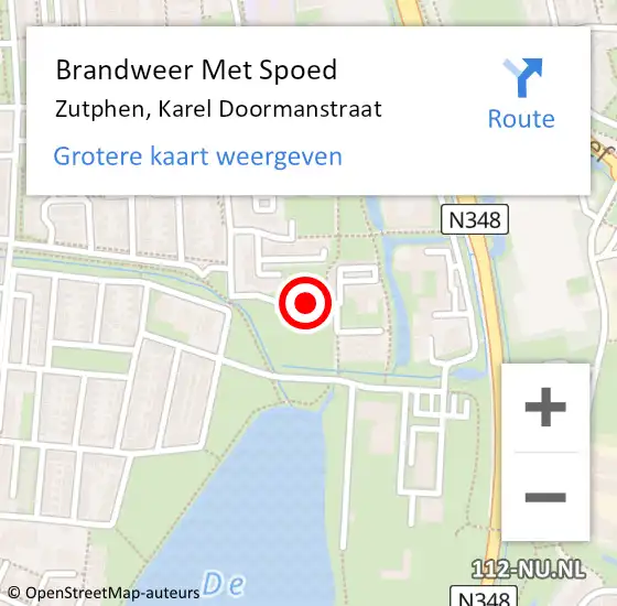 Locatie op kaart van de 112 melding: Brandweer Met Spoed Naar Zutphen, Karel Doormanstraat op 23 december 2017 12:53