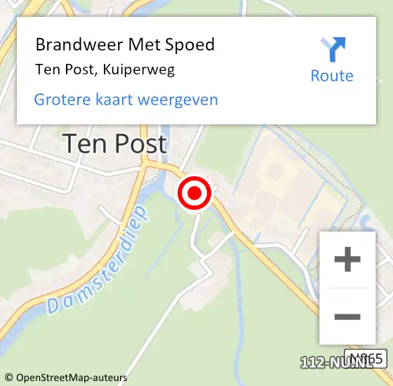 Locatie op kaart van de 112 melding: Brandweer Met Spoed Naar Ten Post, Kuiperweg op 23 december 2017 13:05