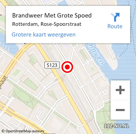 Locatie op kaart van de 112 melding: Brandweer Met Grote Spoed Naar Rotterdam, Rose-Spoorstraat op 23 december 2017 14:00
