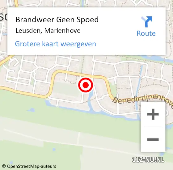 Locatie op kaart van de 112 melding: Brandweer Geen Spoed Naar Leusden, Marienhove op 23 december 2017 14:35