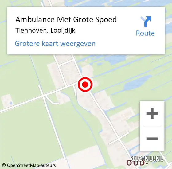 Locatie op kaart van de 112 melding: Ambulance Met Grote Spoed Naar Tienhoven, Looijdijk op 23 december 2017 14:41