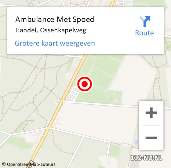 Locatie op kaart van de 112 melding: Ambulance Met Spoed Naar Handel, Ossenkapelweg op 23 december 2017 15:01