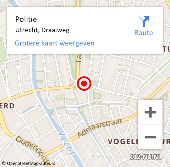 Locatie op kaart van de 112 melding: Politie Utrecht, Draaiweg op 23 december 2017 15:17