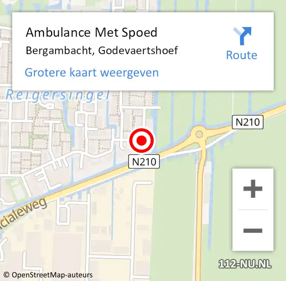 Locatie op kaart van de 112 melding: Ambulance Met Spoed Naar Bergambacht, Godevaertshoef op 23 december 2017 15:24