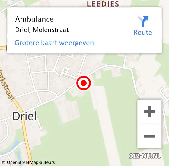 Locatie op kaart van de 112 melding: Ambulance Driel, Molenstraat op 23 december 2017 15:35