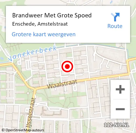 Locatie op kaart van de 112 melding: Brandweer Met Grote Spoed Naar Enschede, Amstelstraat op 23 december 2017 15:41