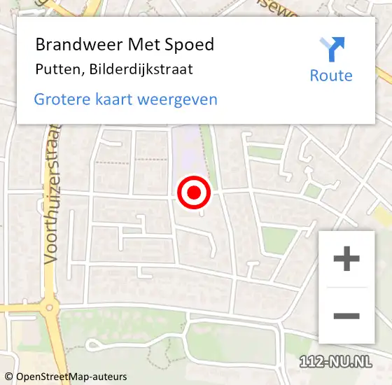 Locatie op kaart van de 112 melding: Brandweer Met Spoed Naar Putten, Bilderdijkstraat op 23 december 2017 16:08
