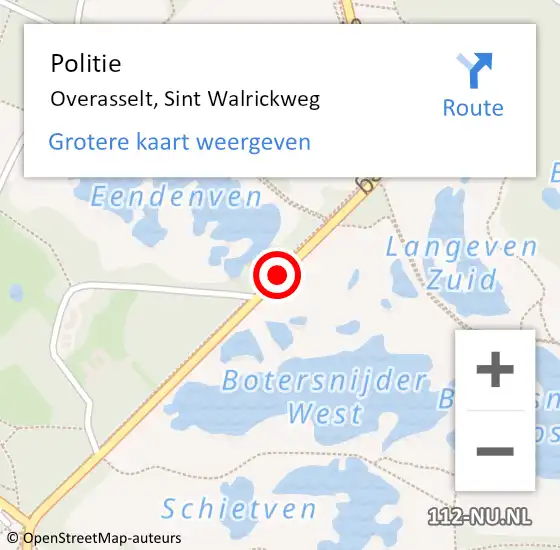 Locatie op kaart van de 112 melding: Politie Overasselt, Sint Walrickweg op 23 december 2017 16:19