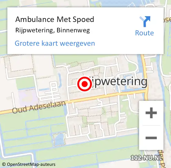 Locatie op kaart van de 112 melding: Ambulance Met Spoed Naar Rijpwetering, Binnenweg op 23 december 2017 16:38