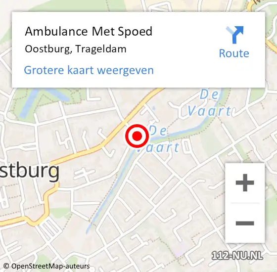 Locatie op kaart van de 112 melding: Ambulance Met Spoed Naar Oostburg, Trageldam op 23 december 2017 17:25