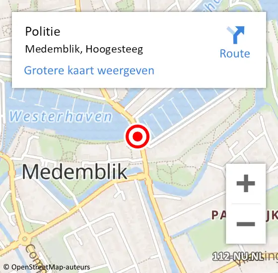 Locatie op kaart van de 112 melding: Politie Medemblik, Hoogesteeg op 23 december 2017 17:31