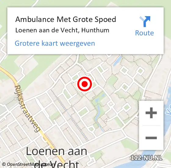 Locatie op kaart van de 112 melding: Ambulance Met Grote Spoed Naar Loenen aan de Vecht, Hunthum op 23 december 2017 17:40