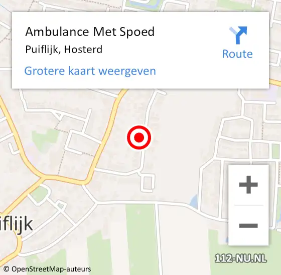 Locatie op kaart van de 112 melding: Ambulance Met Spoed Naar Puiflijk, Hosterd op 23 december 2017 18:07