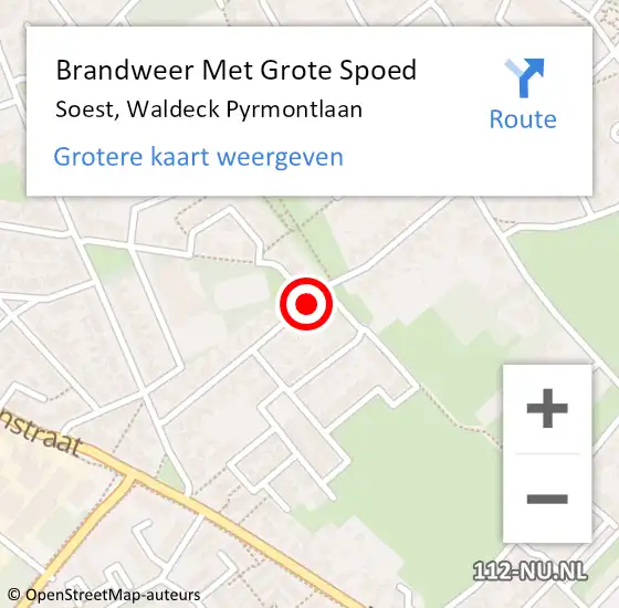 Locatie op kaart van de 112 melding: Brandweer Met Grote Spoed Naar Soest, Waldeck Pyrmontlaan op 23 december 2017 18:17