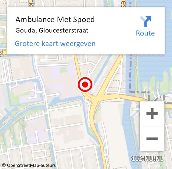 Locatie op kaart van de 112 melding: Ambulance Met Spoed Naar Gouda, Gloucesterstraat op 23 december 2017 18:30