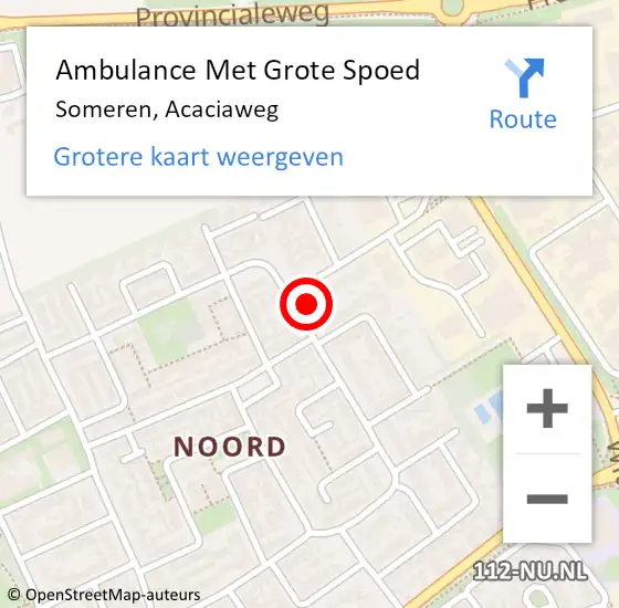 Locatie op kaart van de 112 melding: Ambulance Met Grote Spoed Naar Someren, Acaciaweg op 23 december 2017 18:37