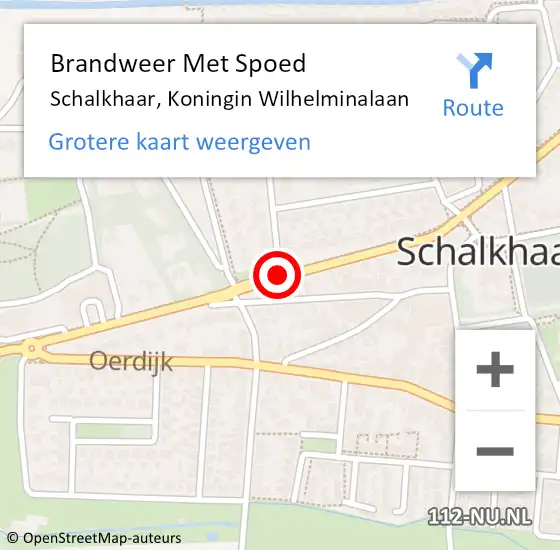 Locatie op kaart van de 112 melding: Brandweer Met Spoed Naar Schalkhaar, Koningin Wilhelminalaan op 23 december 2017 18:42