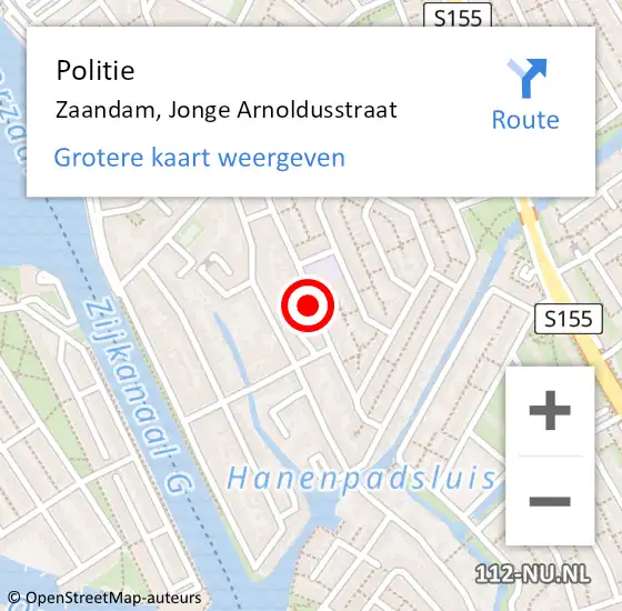 Locatie op kaart van de 112 melding: Politie Zaandam, Jonge Arnoldusstraat op 23 december 2017 19:06