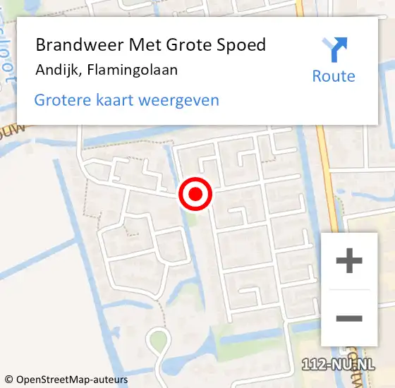 Locatie op kaart van de 112 melding: Brandweer Met Grote Spoed Naar Andijk, Flamingolaan op 23 december 2017 19:26