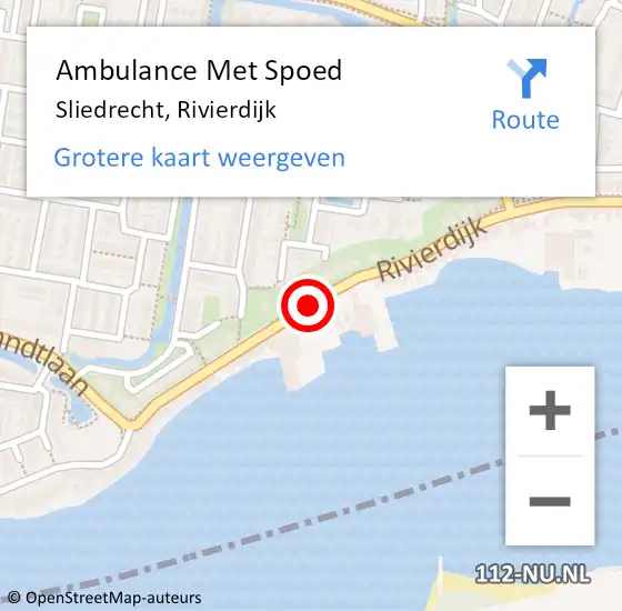 Locatie op kaart van de 112 melding: Ambulance Met Spoed Naar Sliedrecht, Rivierdijk op 23 december 2017 20:00