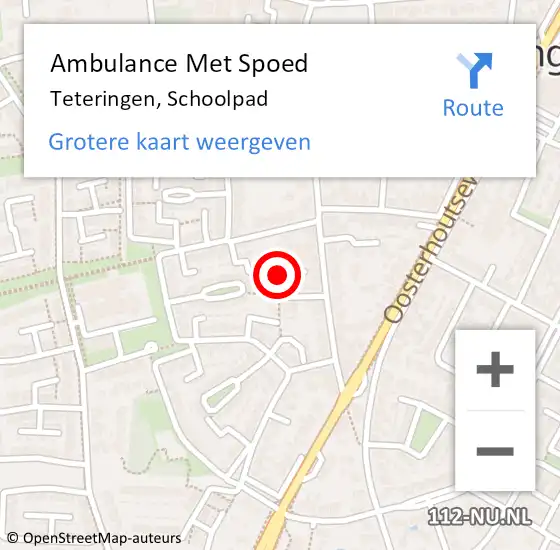 Locatie op kaart van de 112 melding: Ambulance Met Spoed Naar Teteringen, Schoolpad op 23 december 2017 22:25