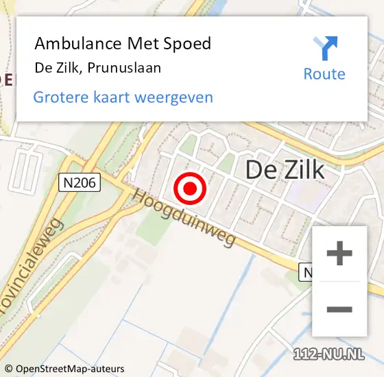 Locatie op kaart van de 112 melding: Ambulance Met Spoed Naar De Zilk, Prunuslaan op 23 december 2017 23:15