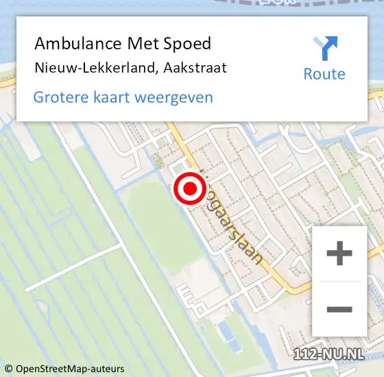 Locatie op kaart van de 112 melding: Ambulance Met Spoed Naar Nieuw-Lekkerland, Aakstraat op 10 februari 2014 20:11