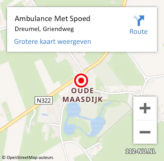 Locatie op kaart van de 112 melding: Ambulance Met Spoed Naar Dreumel, Griendweg op 24 december 2017 00:04