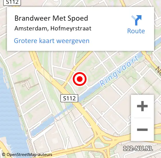Locatie op kaart van de 112 melding: Brandweer Met Spoed Naar Amsterdam, Hofmeyrstraat op 24 december 2017 00:39