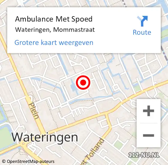 Locatie op kaart van de 112 melding: Ambulance Met Spoed Naar Wateringen, Mommastraat op 24 december 2017 01:03