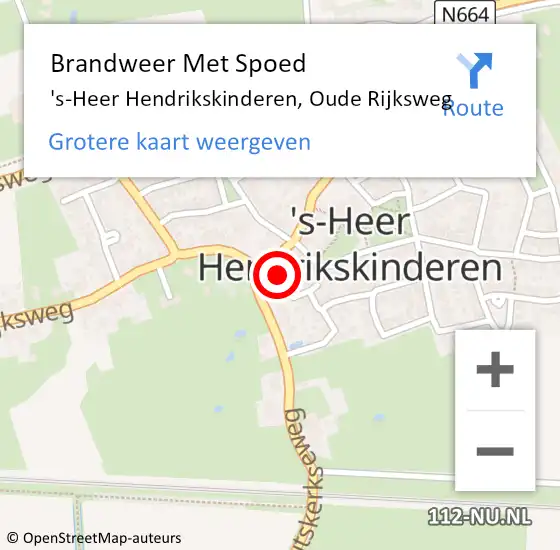 Locatie op kaart van de 112 melding: Brandweer Met Spoed Naar 's-Heer Hendrikskinderen, Oude Rijksweg op 10 februari 2014 20:19