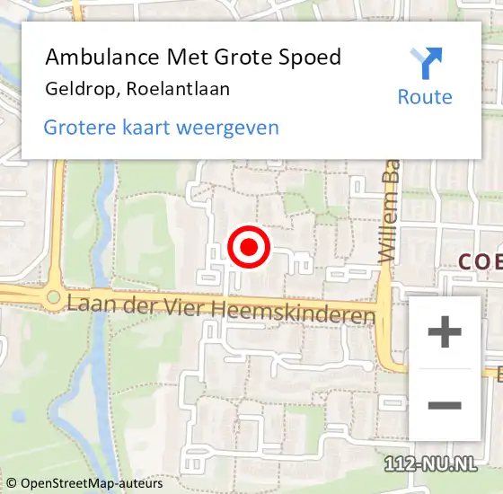 Locatie op kaart van de 112 melding: Ambulance Met Grote Spoed Naar Geldrop, Roelantlaan op 24 december 2017 01:10