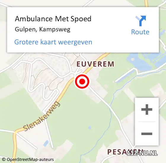 Locatie op kaart van de 112 melding: Ambulance Met Spoed Naar Gulpen, Kampsweg op 10 februari 2014 20:25