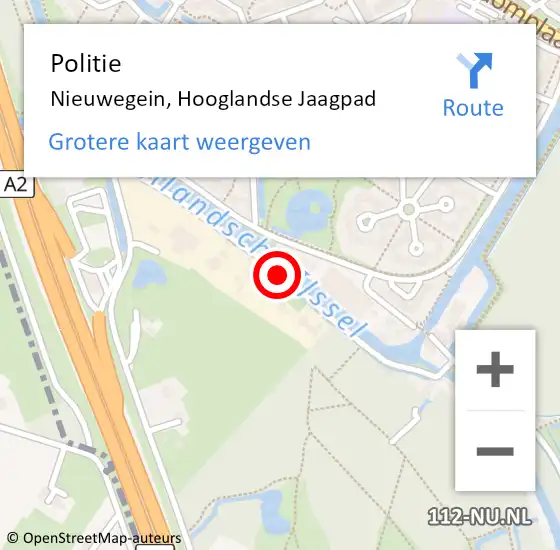 Locatie op kaart van de 112 melding: Politie Nieuwegein, Hooglandse Jaagpad op 24 december 2017 02:55