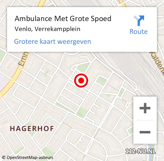 Locatie op kaart van de 112 melding: Ambulance Met Grote Spoed Naar Venlo, Verrekampplein op 24 december 2017 02:55