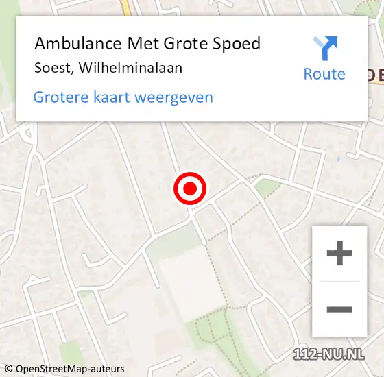 Locatie op kaart van de 112 melding: Ambulance Met Grote Spoed Naar Soest, Wilhelminalaan op 24 december 2017 03:08