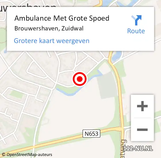 Locatie op kaart van de 112 melding: Ambulance Met Grote Spoed Naar Brouwershaven, Zuidwal op 24 december 2017 03:39