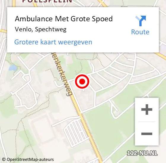 Locatie op kaart van de 112 melding: Ambulance Met Grote Spoed Naar Venlo, Spechtweg op 10 februari 2014 20:29