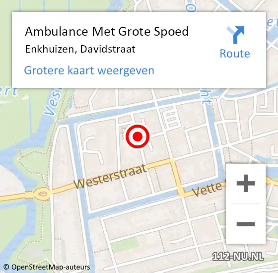 Locatie op kaart van de 112 melding: Ambulance Met Grote Spoed Naar Enkhuizen, Davidstraat op 24 december 2017 06:28