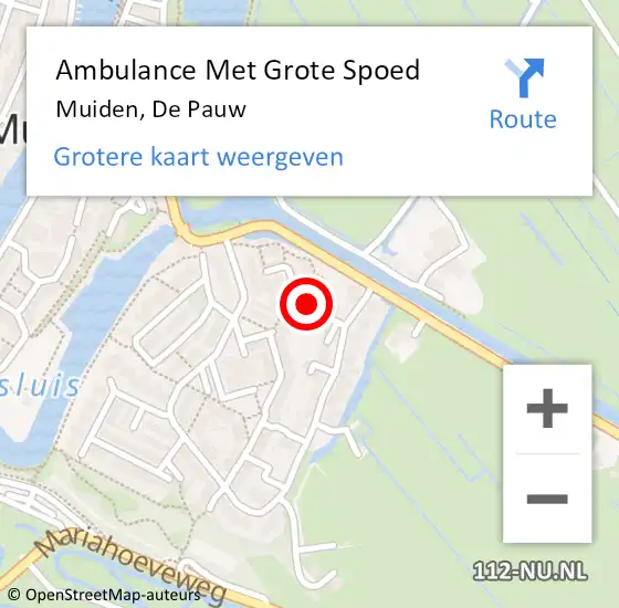 Locatie op kaart van de 112 melding: Ambulance Met Grote Spoed Naar Muiden, De Pauw op 10 februari 2014 20:37