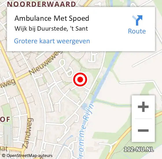 Locatie op kaart van de 112 melding: Ambulance Met Spoed Naar Wijk bij Duurstede, 't Sant op 24 december 2017 06:41