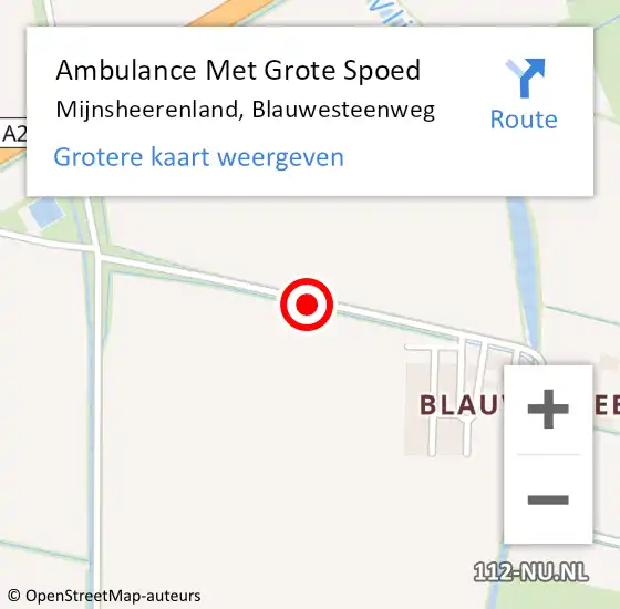 Locatie op kaart van de 112 melding: Ambulance Met Grote Spoed Naar Mijnsheerenland, Blauwesteenweg op 24 december 2017 06:49