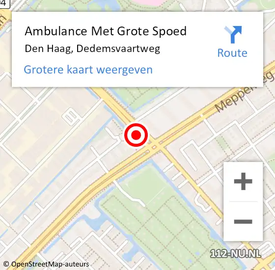 Locatie op kaart van de 112 melding: Ambulance Met Grote Spoed Naar Den Haag, Dedemsvaartweg op 24 december 2017 07:37