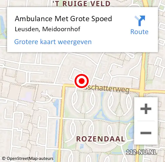 Locatie op kaart van de 112 melding: Ambulance Met Grote Spoed Naar Leusden, Meidoornhof op 24 december 2017 09:03