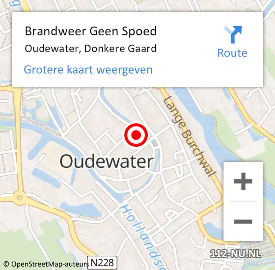 Locatie op kaart van de 112 melding: Brandweer Geen Spoed Naar Oudewater, Donkere Gaard op 24 december 2017 09:07