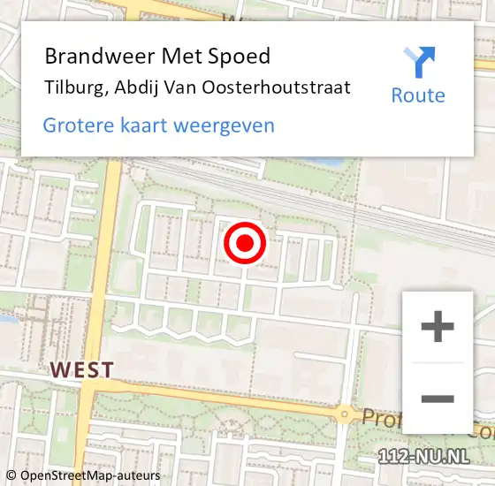 Locatie op kaart van de 112 melding: Brandweer Met Spoed Naar Tilburg, Abdij Van Oosterhoutstraat op 24 december 2017 09:10