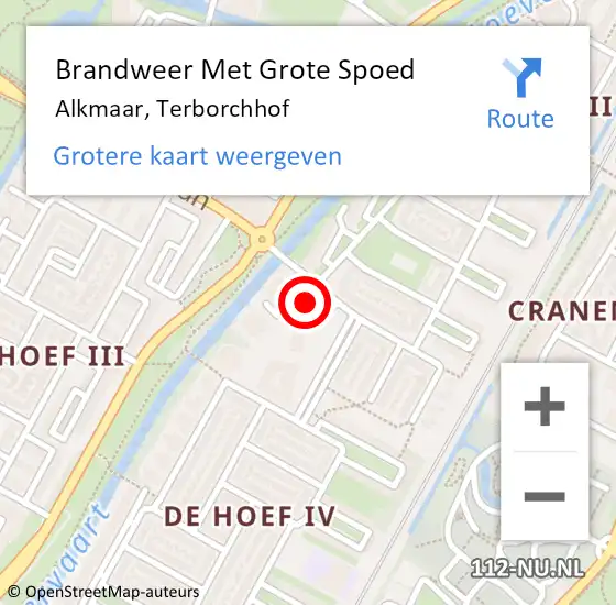 Locatie op kaart van de 112 melding: Brandweer Met Grote Spoed Naar Alkmaar, Terborchhof op 24 december 2017 09:47